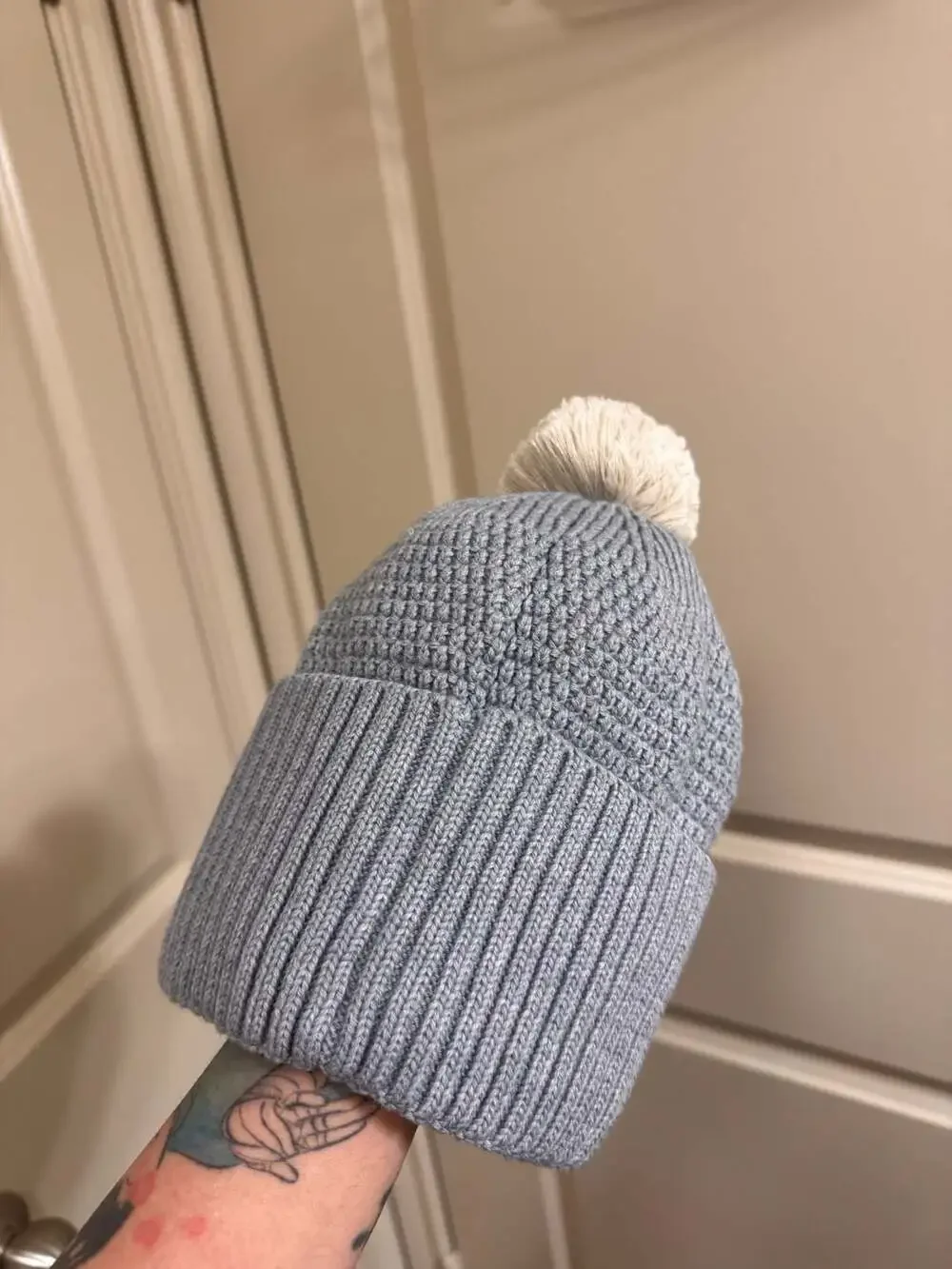 REI Co-op Gray Pom Beanie Fleece Lined One Size Unisex